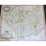 ROBERT MORDEN: 2 engraved hand coloured maps comprising NORTHAMPTONSHIRE [1695], approx 355 x 415mm,