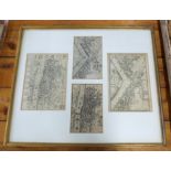LONDON PLANS, 9 engraved plans in 3 glazed frames, late 16th century-early 18th century including