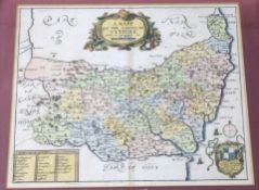 RICHARD BLOME: A MAPP OF THE COUNTY OF SUFFOLK..., engraved hand coloured map [1673], approx 260 x