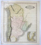 SIDNEY HALL: BRAZIL AND PARAGUAY, engraved hand coloured map, 1828, approx 495 x 405mm + D LIZARS: