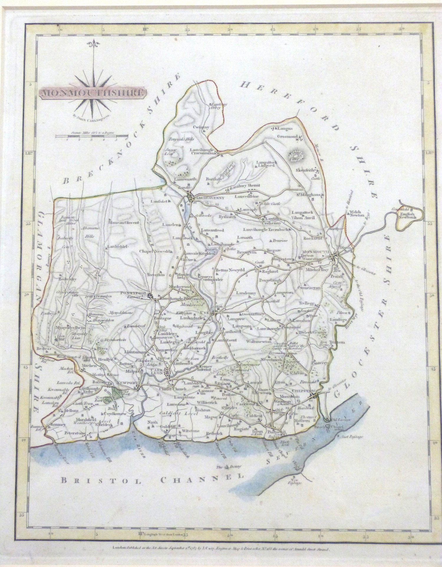 ROBERT MORDEN: THE COUNTY OF MONMOUTH, engraved map [1695], approx 345 x 450mm + HERMAN MOLL: - Image 5 of 5