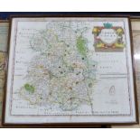 ROBERT MORDEN: SHROPSHIRE, engraved hand coloured map [1695], approx 360 x 420mm, framed and glazed