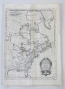 RIGOBERT BONNE: PARTIE DU NORD DE L'AMERIQUE SEPTENTRIONALE..., engraved map circa 1780, approx