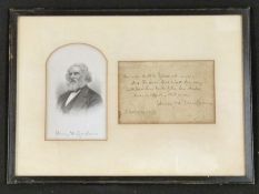 HENRY WADSWORTH LONGFELLOW (1807-82) signed and dated autograph quotation of the final verse of