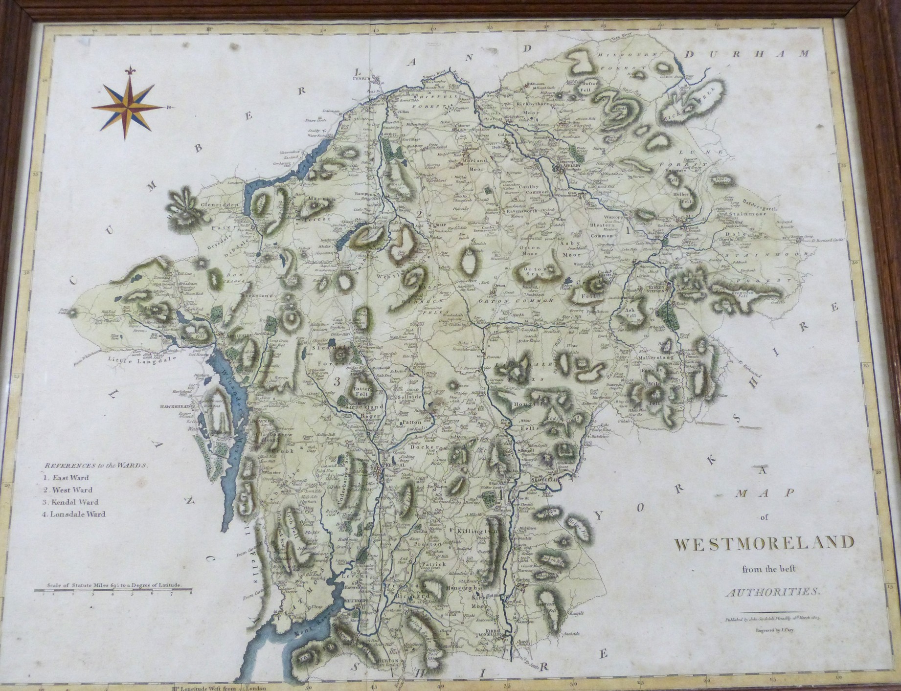 JOHN CARY: A MAP OF WESTMORLAND FROM THE BEST AUTHORITIES, engraved hand coloured map, 1806,