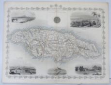 JOHN TALLIS, 2 engraved part hand coloured maps, JAMAICA and BRITISH GHAYANA, circa 1853, approx 250