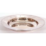 Elizabeth II hallmarked silver armada dish, plain design with oversized marks for Sheffield 1994,