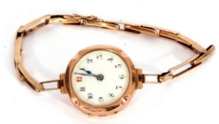 Ladies third quarter of 19th century gold cased wrist watch with un-named mechanical movement,