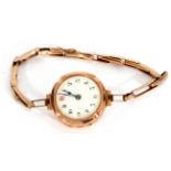 Ladies third quarter of 19th century gold cased wrist watch with un-named mechanical movement,