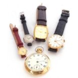 Mixed Lot: gents gold plated cased Smiths pocket watch with button wind, two wrist watches by