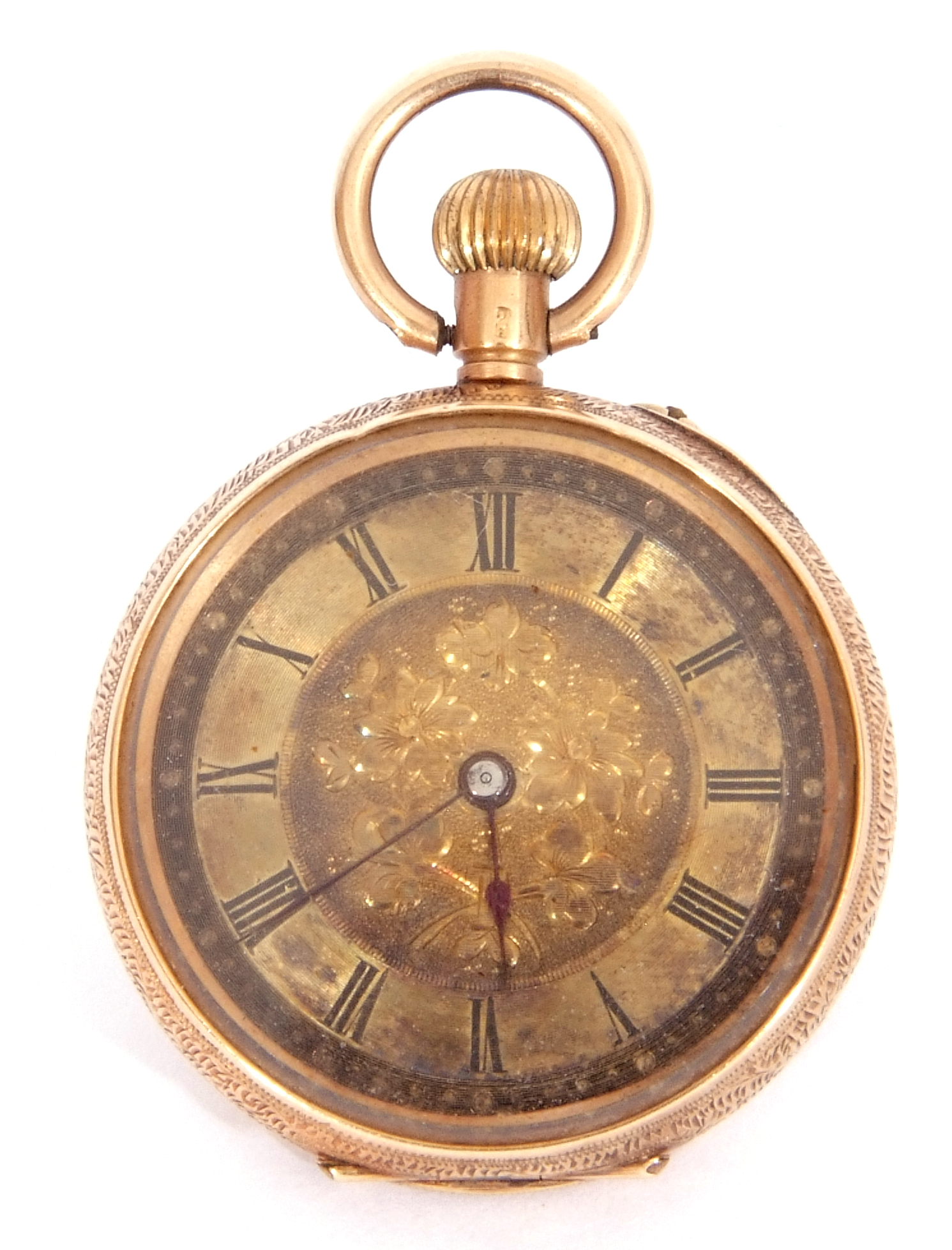 First quarter of 20th century ladies 14K stamped wind fob/pocket watch, open face with elaborately - Image 3 of 4