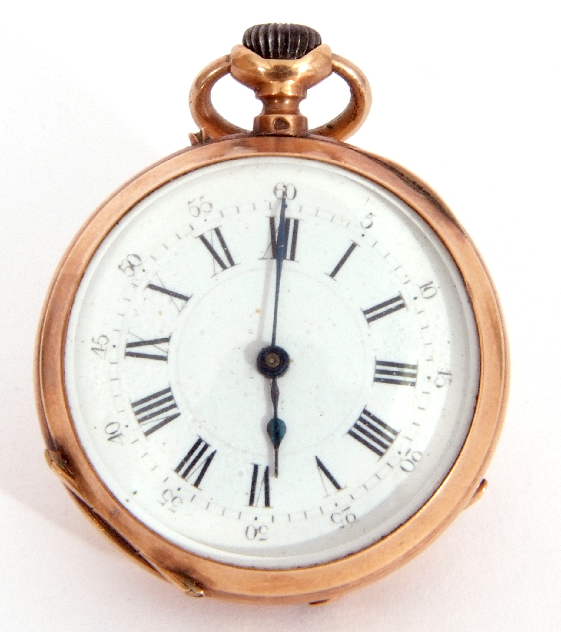 First quarter of 20th century ladies French fob/pocket watch, white enamel dial with Roman - Image 3 of 3