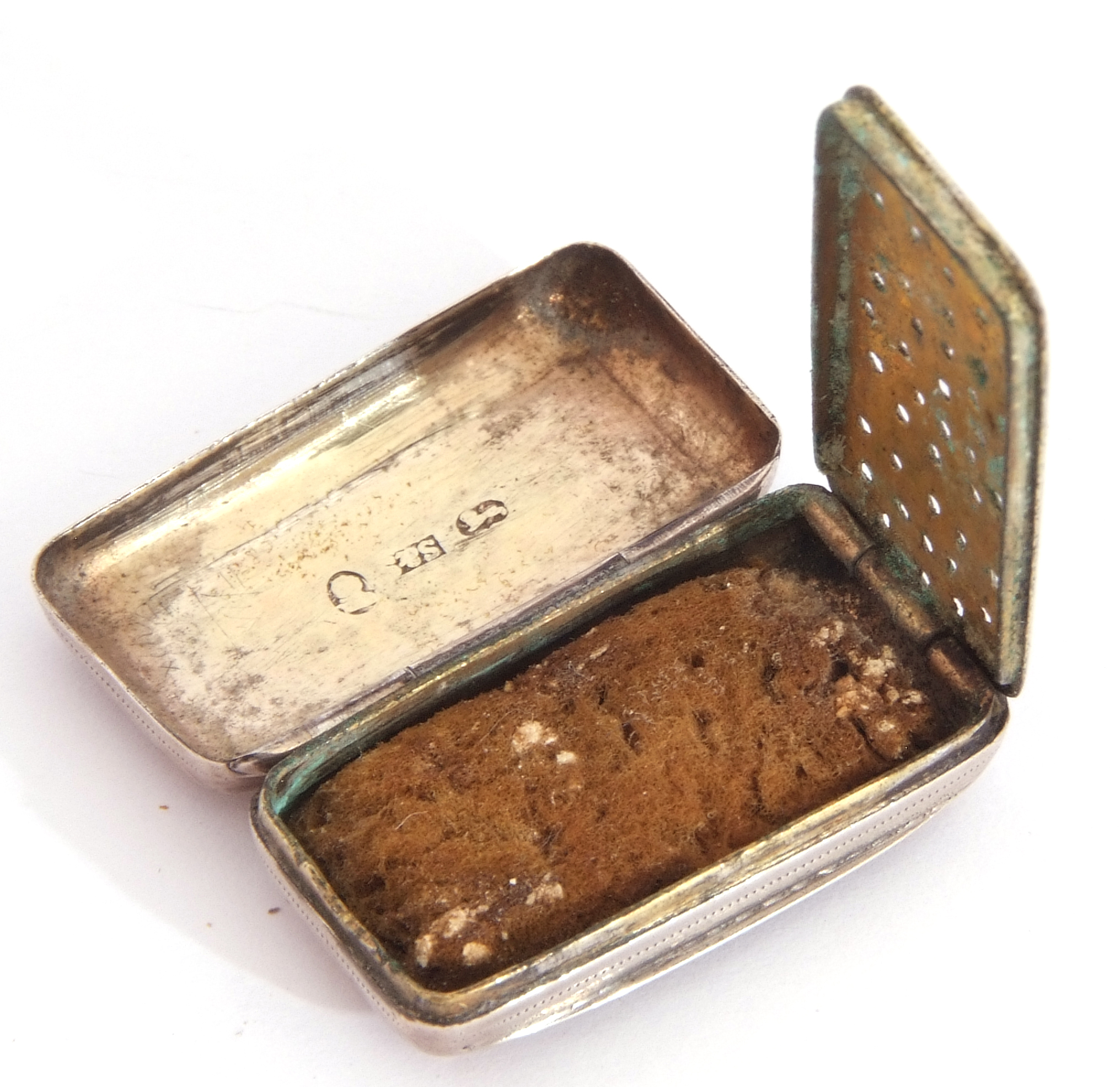 George III silver vinaigrette by T Simpson & Son, of rectangular form, the top chased with - Image 3 of 6