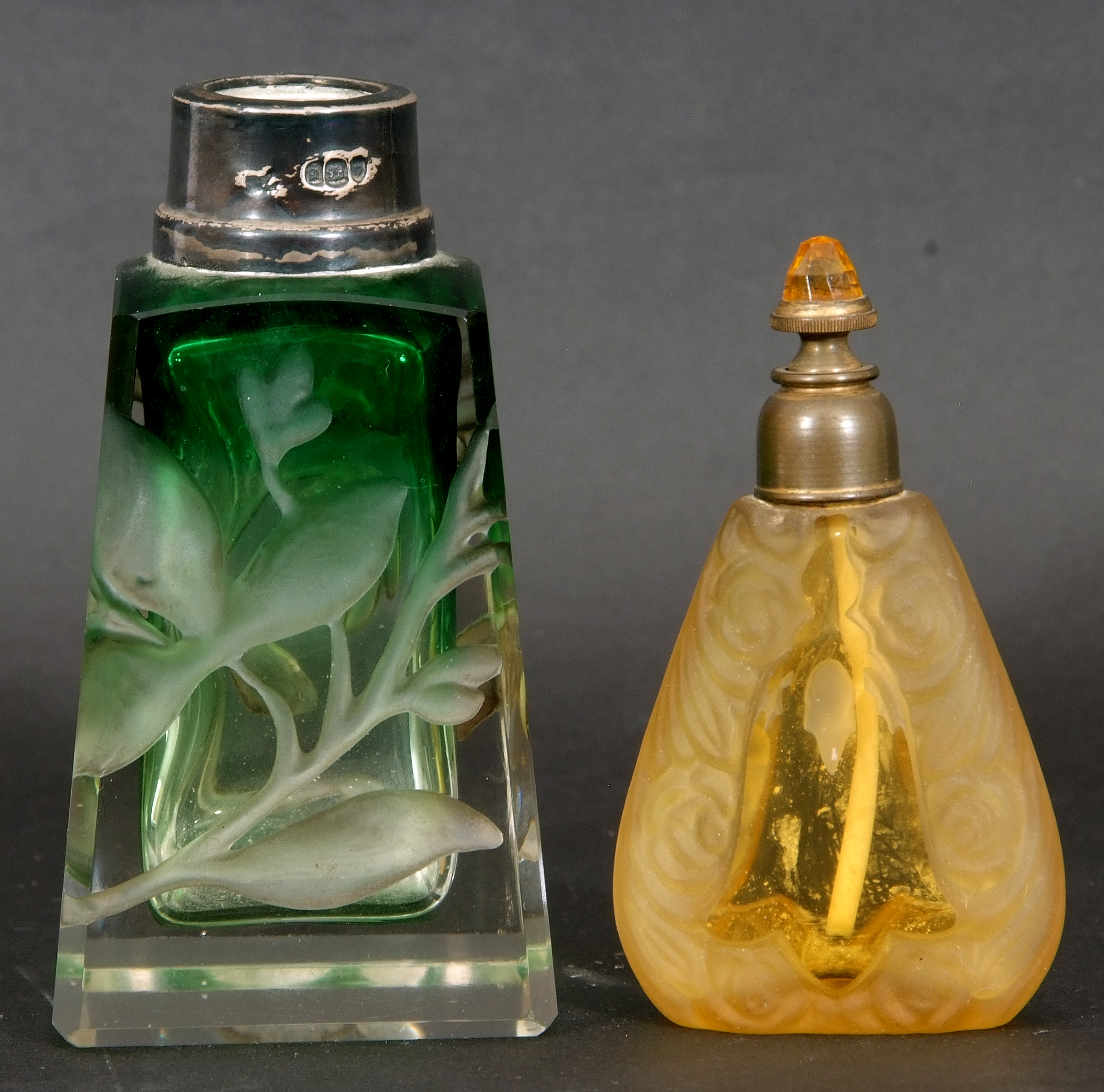 Early 20th century glass perfume bottle of tapering rectangular form, the body intaglio cut with - Image 4 of 8