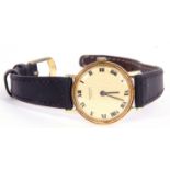 First quarter of 20th century ladies wrist watch, the round dial with black painted Roman