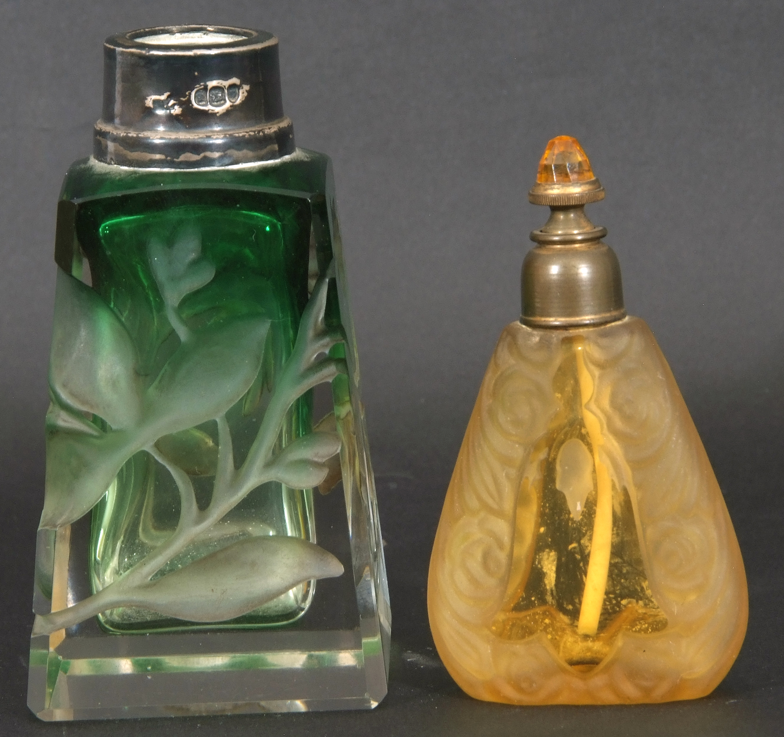 Early 20th century glass perfume bottle of tapering rectangular form, the body intaglio cut with - Image 3 of 8