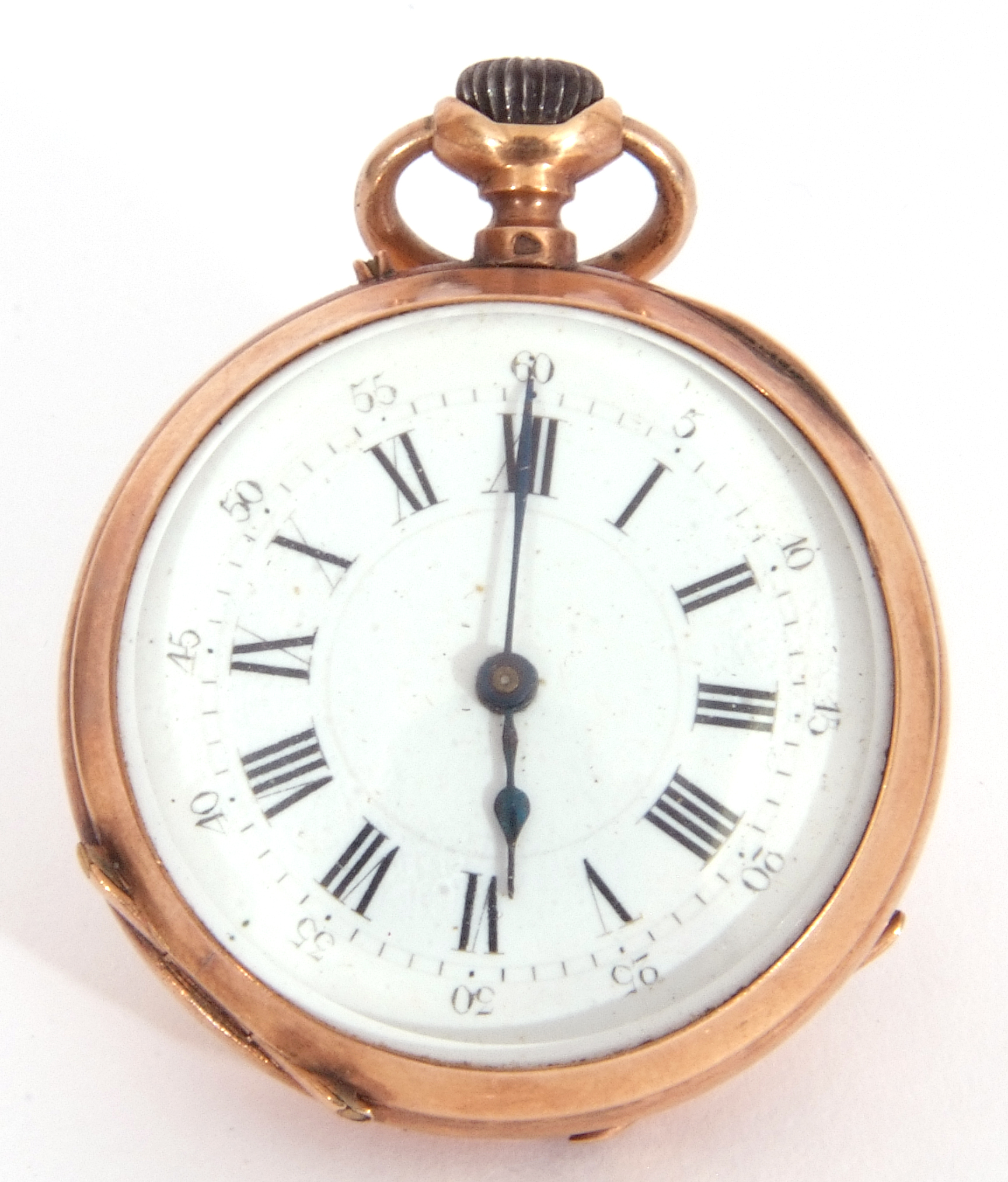 First quarter of 20th century ladies French fob/pocket watch, white enamel dial with Roman