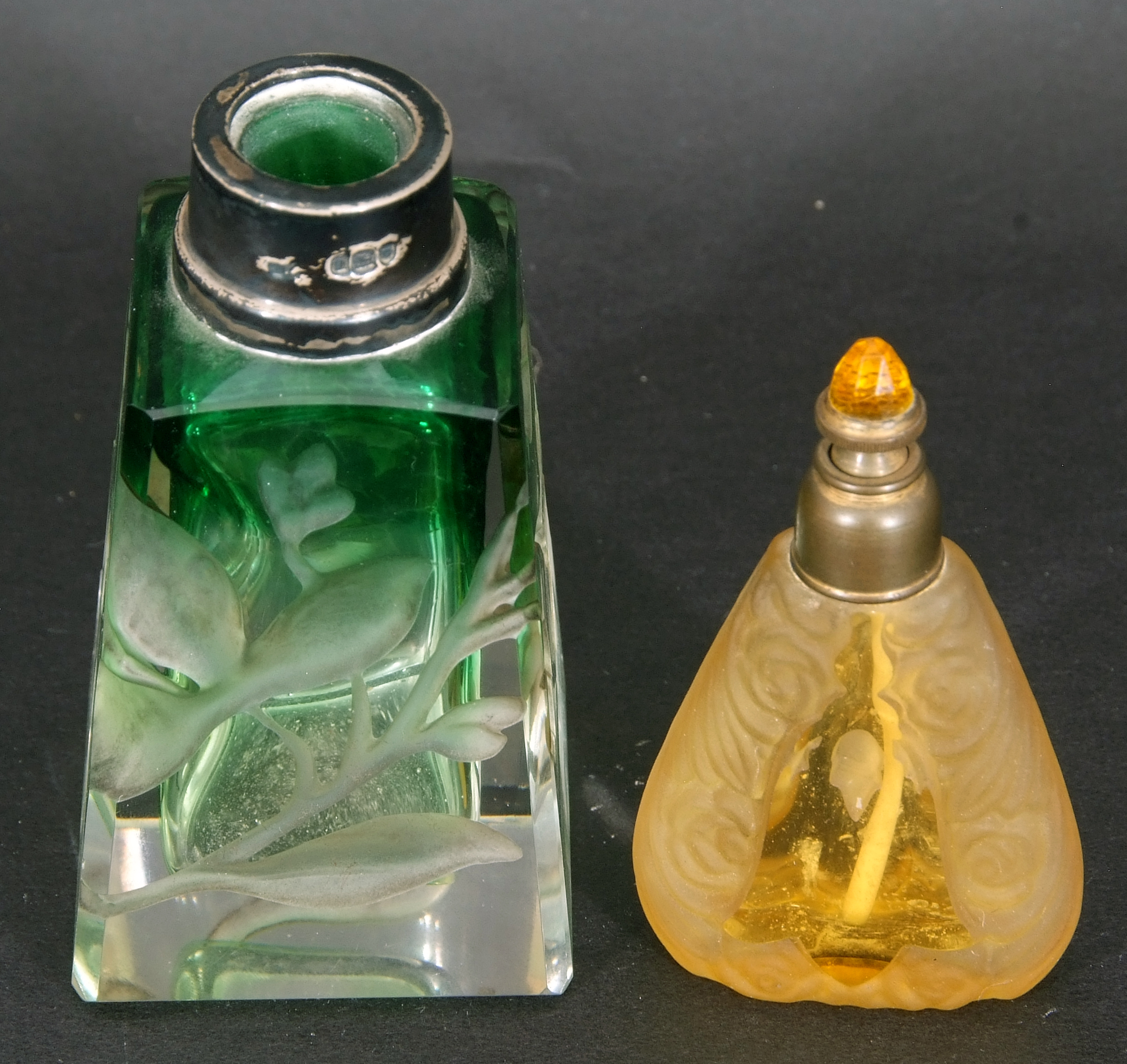 Early 20th century glass perfume bottle of tapering rectangular form, the body intaglio cut with - Image 5 of 8