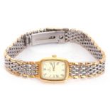 Ladies Omega De ville quartz wrist watch, circa 1980s, of rectangular shape with Roman numerals on a