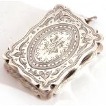 Victorian rectangular shaped vinaigrette, the lid engraved and chased with a central monogram, AH,