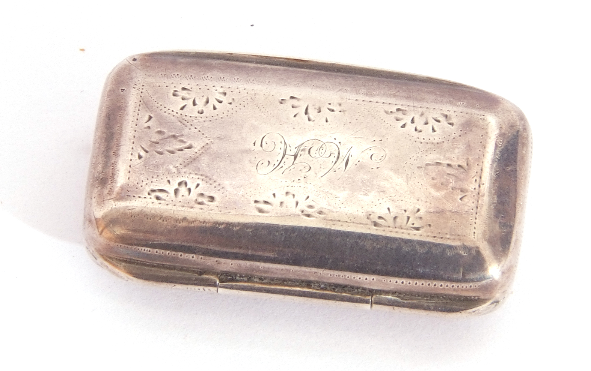 George III silver vinaigrette by T Simpson & Son, of rectangular form, the top chased with