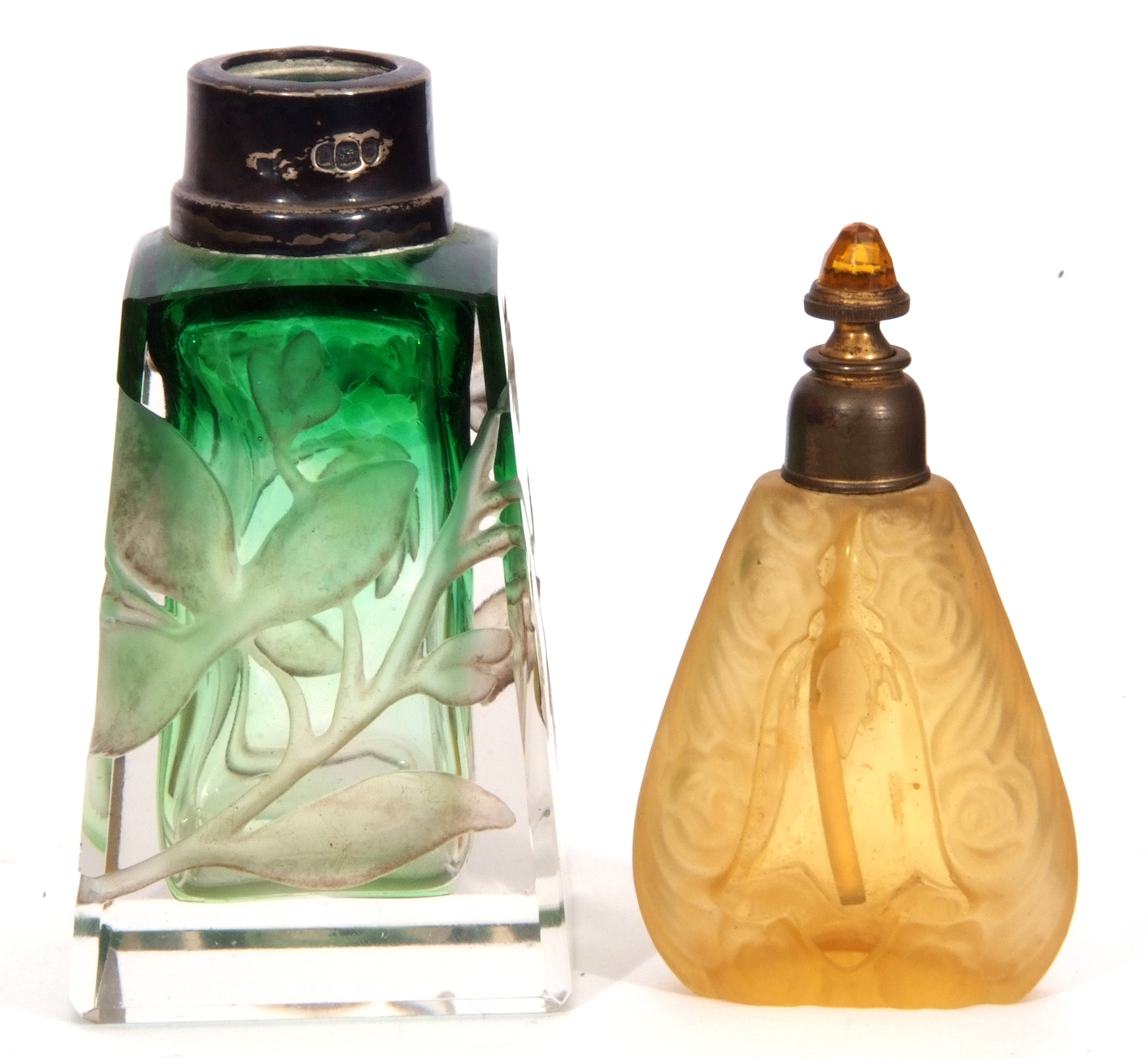 Early 20th century glass perfume bottle of tapering rectangular form, the body intaglio cut with - Image 8 of 8