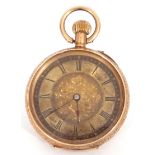 First quarter of 20th century ladies 14K stamped wind fob/pocket watch, open face with elaborately