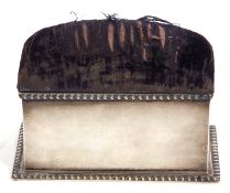 Edward VII silver trinket box of rectangular form, hinged pin cushion lid, plain polished body