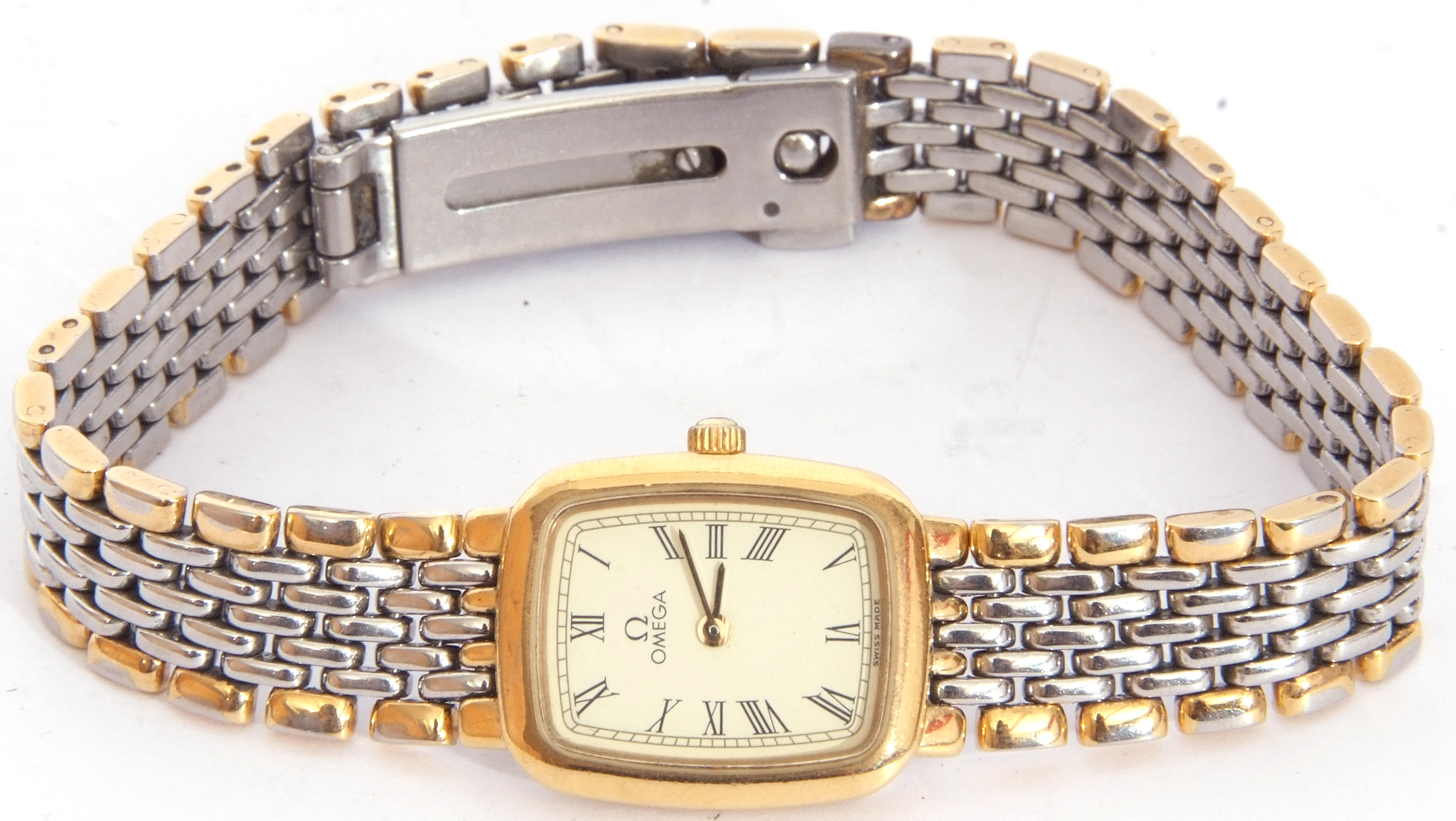 Ladies Omega De ville quartz wrist watch, circa 1980s, of rectangular shape with Roman numerals on a - Image 7 of 7