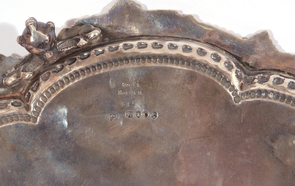 Victorian silver salver of shaped circular form with shell and bead border, central presentation - Image 5 of 7