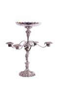 Elkington & Co silver plated centrepiece epergne/candelabrum, the top with fluted circular