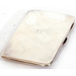 Edward VII silver cigarette case, plain polished rectangular form, engraved with "T.L.", full length