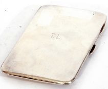 Edward VII silver cigarette case, plain polished rectangular form, engraved with "T.L.", full length