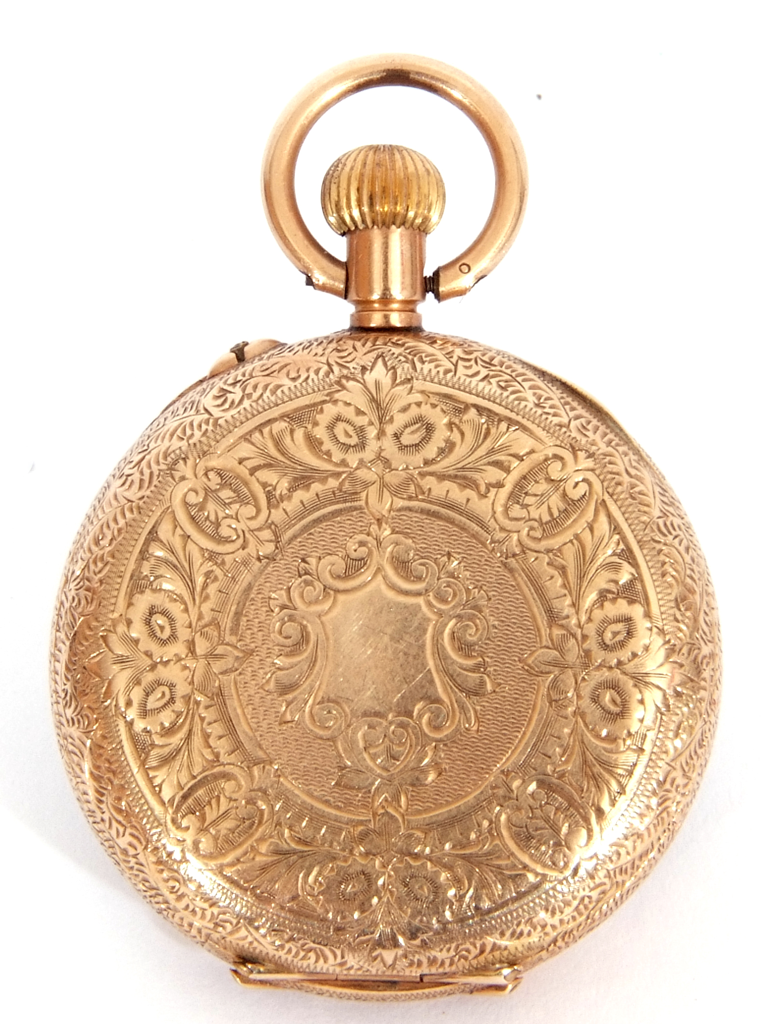 First quarter of 20th century ladies 14K stamped wind fob/pocket watch, open face with elaborately - Image 2 of 4