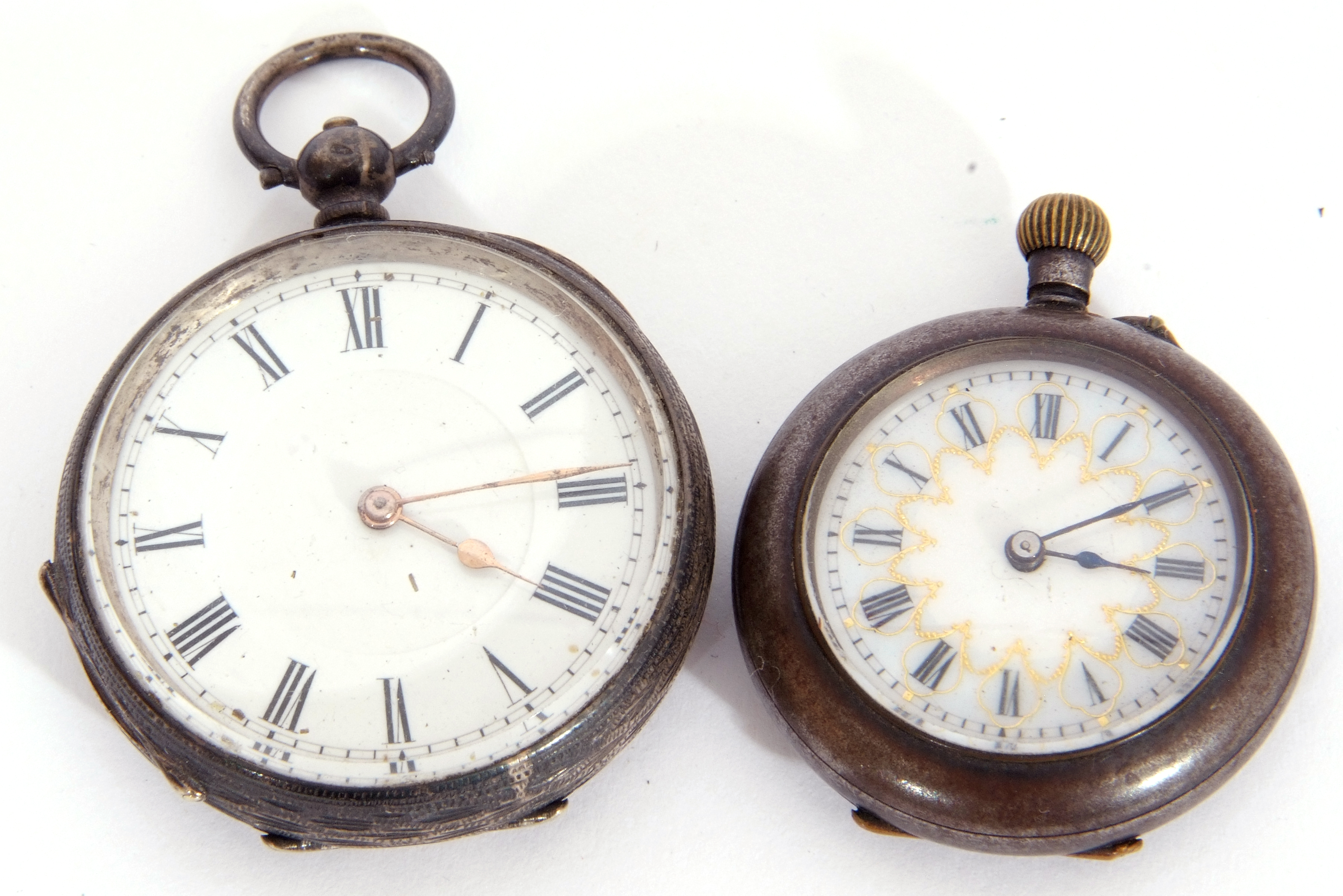 Mixed Lot: last quarter of 19th century key wind Continental pocket watch, gilt metal hands to a - Image 2 of 3