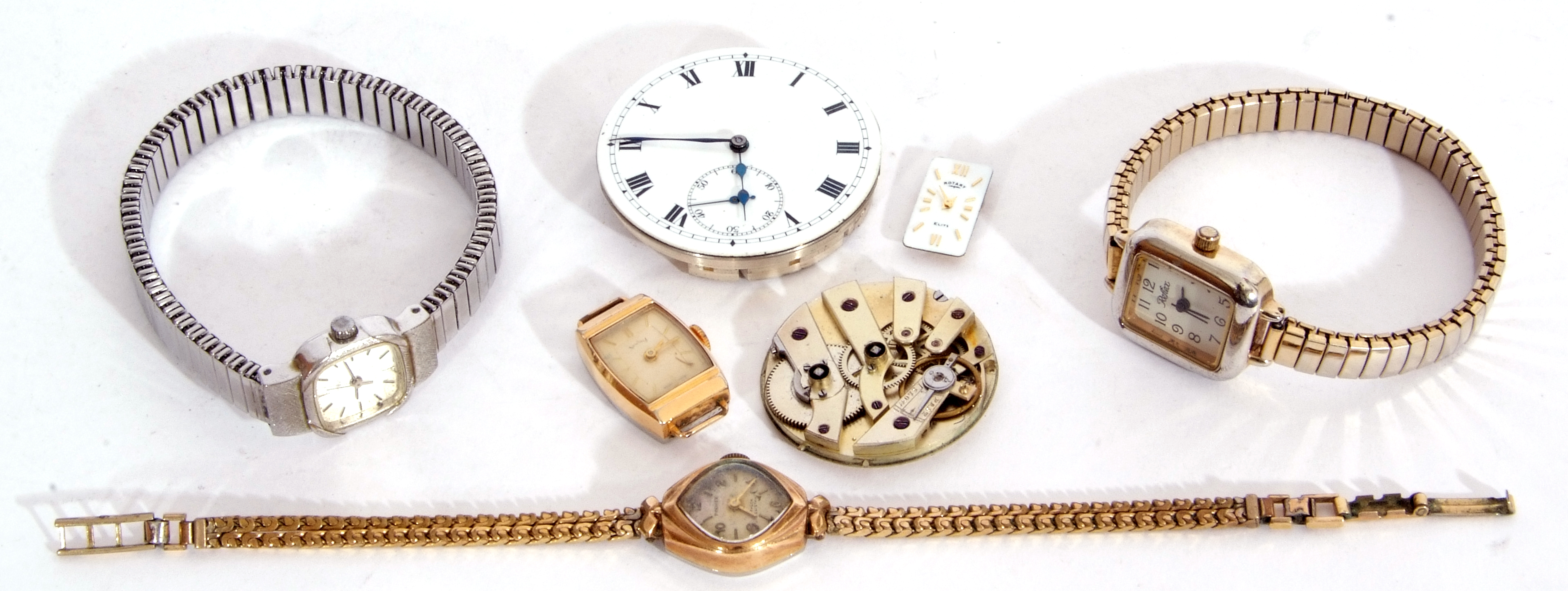Mixed Lot: five ladies wrist watches including three with metal bracelets, together with two watch