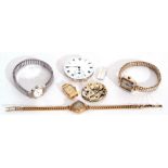 Mixed Lot: five ladies wrist watches including three with metal bracelets, together with two watch