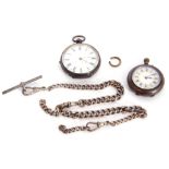 Mixed Lot: last quarter of 19th century key wind Continental pocket watch, gilt metal hands to a