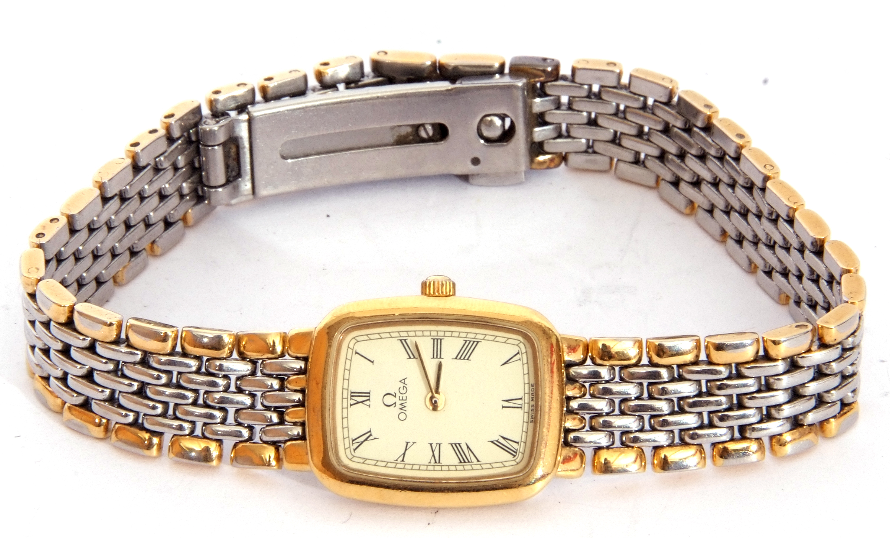 Ladies Omega De ville quartz wrist watch, circa 1980s, of rectangular shape with Roman numerals on a - Image 2 of 7