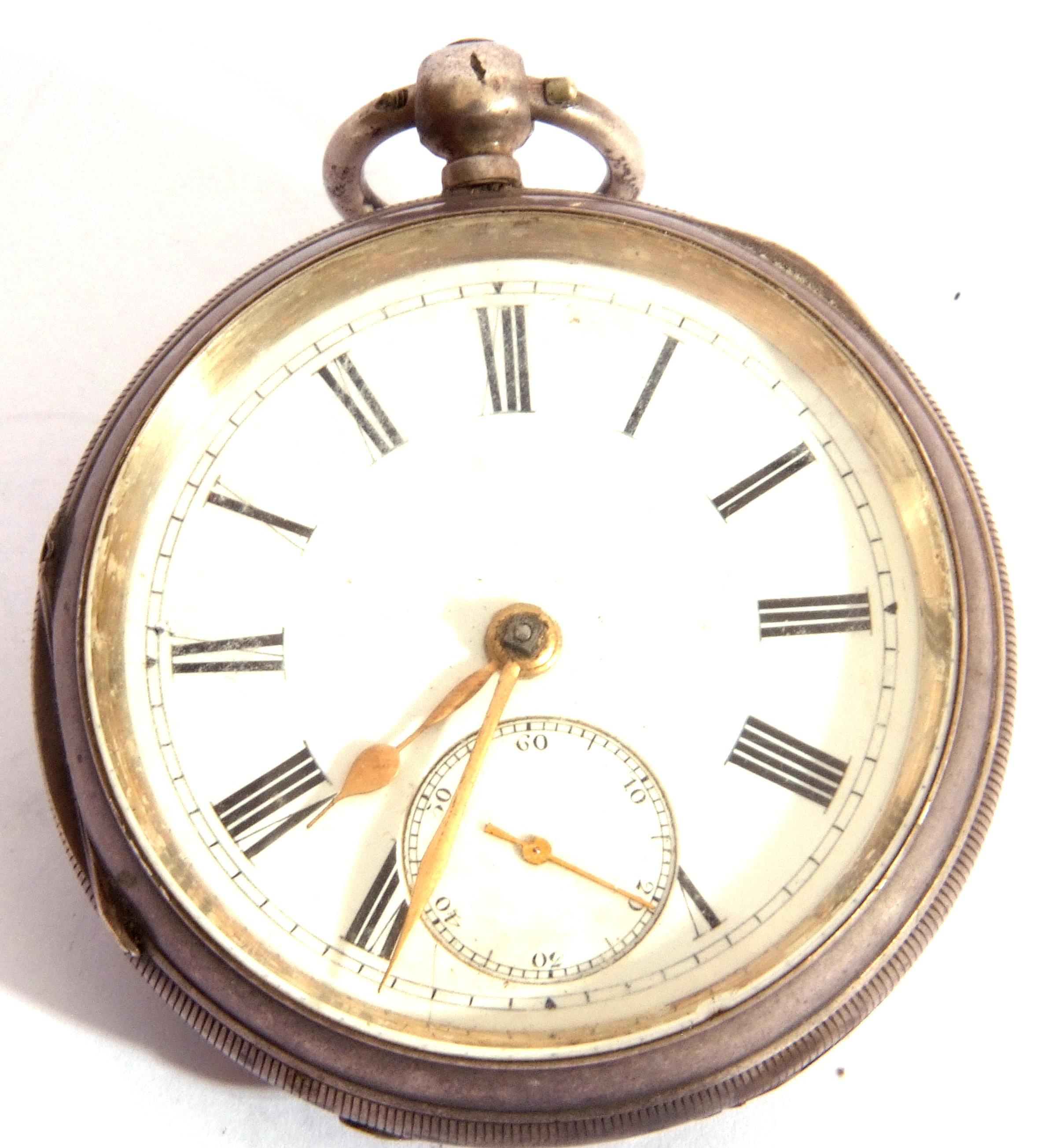 Last quarter of 20th century hallmarked silver cased pocket watch, having gold hands to a white - Image 2 of 3