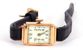 Second quarter of 20th century ladies cased wrist watch, the rectangular shaped case with un-named