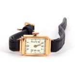 Second quarter of 20th century ladies cased wrist watch, the rectangular shaped case with un-named