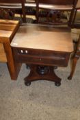 VICTORIAN MAHOGANY SEWING TABLE WITH TWO DRAWERS, WIDTH APPROX 52CM