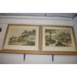 PAIR OF COLOURED 19TH CENTURY ENGRAVINGS, FOXHUNTING AND FOXHUNTING NO 3, EACH FRAME WIDTH APPROX