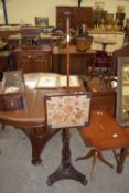 VICTORIAN MAHOGANY POLE FIRE SCREEN