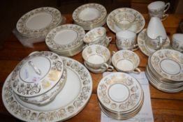 DINNER AND TEA WARES BY COALPORT IN THE ALLEGRO PATTERN COMPRISING TUREEN AND COVER, SERVING DISHES,