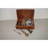 WOODEN BOX CONTAINING CIGARETTE LIGHTERS