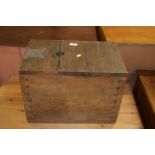 UNUSUAL LOCKING BOX COMPLETE WITH ORIGINAL LOCK, APPROX 45 X 29 X 33CM