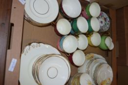 TRAY CONTAINING CERAMICS, MAINLY CUPS AND SAUCERS BY SALISBURY CHINA