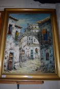 LARGE MODERN MEDITERRANEAN STYLE OIL ON CANVAS